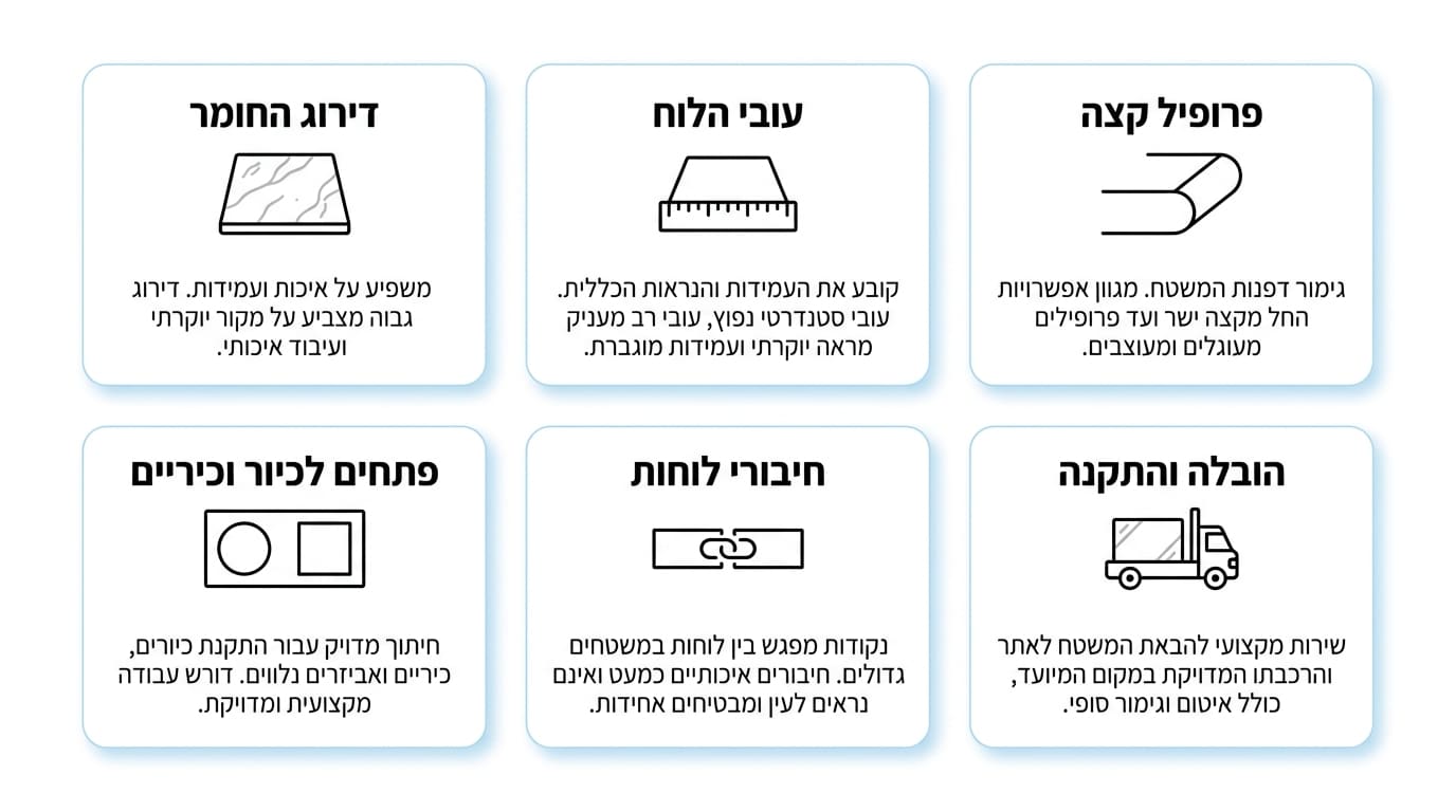 צ'ק-ליסט מקצועי לפני הזמנה והתקנה של משטח שיש