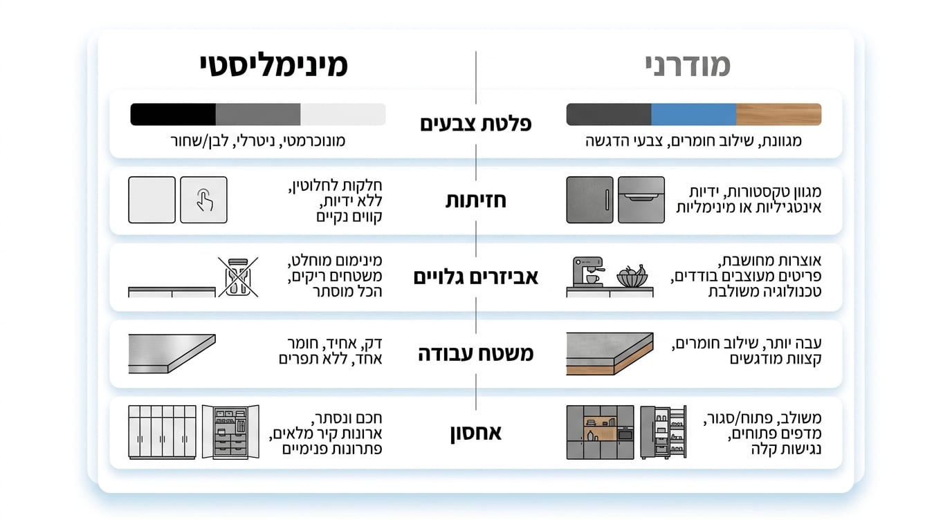 מטבח מינימליסטי עם אי מאוזן, פינת ישיבה קלילה ופלטת צבעים אחידה