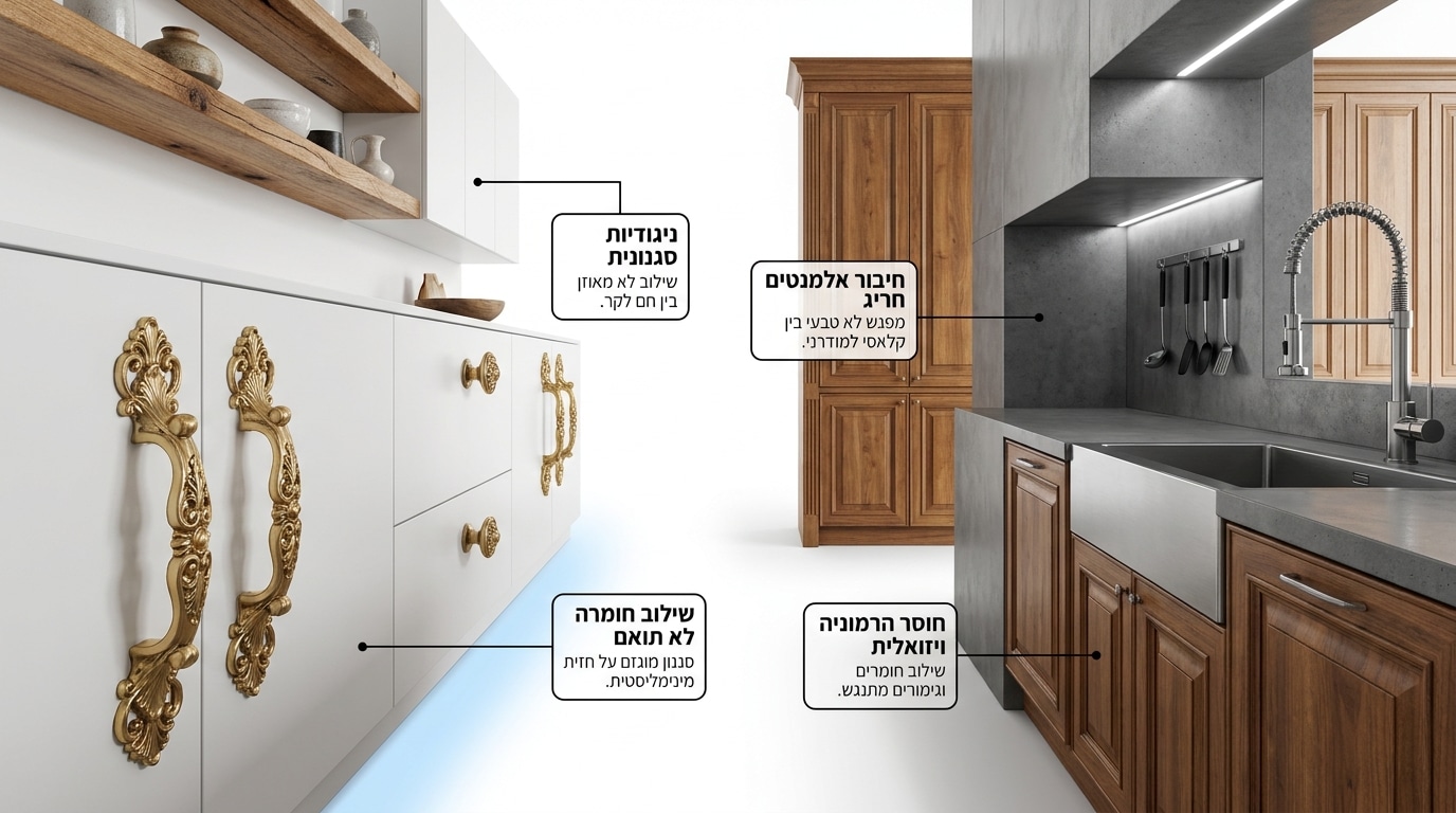 חומרים נפוצים והשפעתם על התחושה הכוללת של המטבח