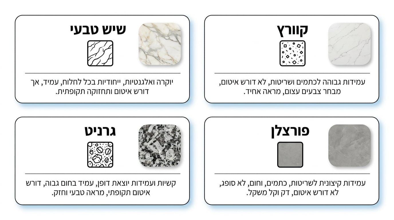 עלות משטח מטבח והגורמים המשפיעים על המחיר