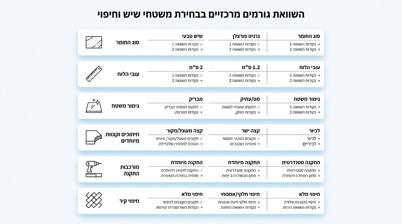 איך לבחור משטח מטבח לפי תקציב בלי להתפשר על התאמה