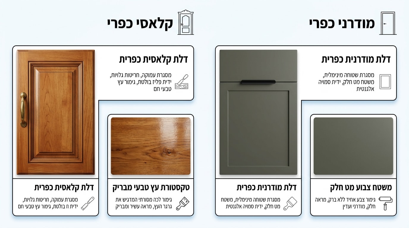 הבדלים מרכזיים בקווים, בחזיתות ובגימורים בין הסגנונות