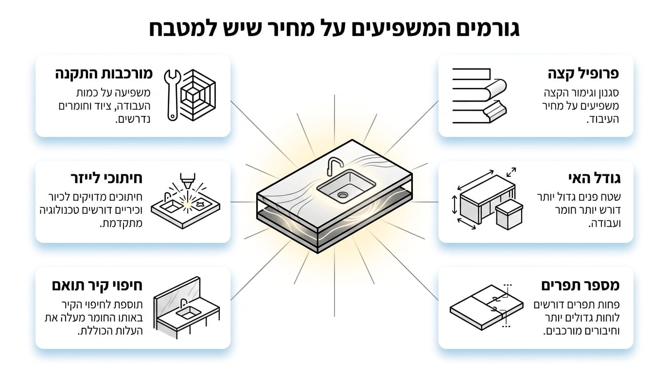 משטח שיש אלגנטי למטבח מודרני בבית פרטי