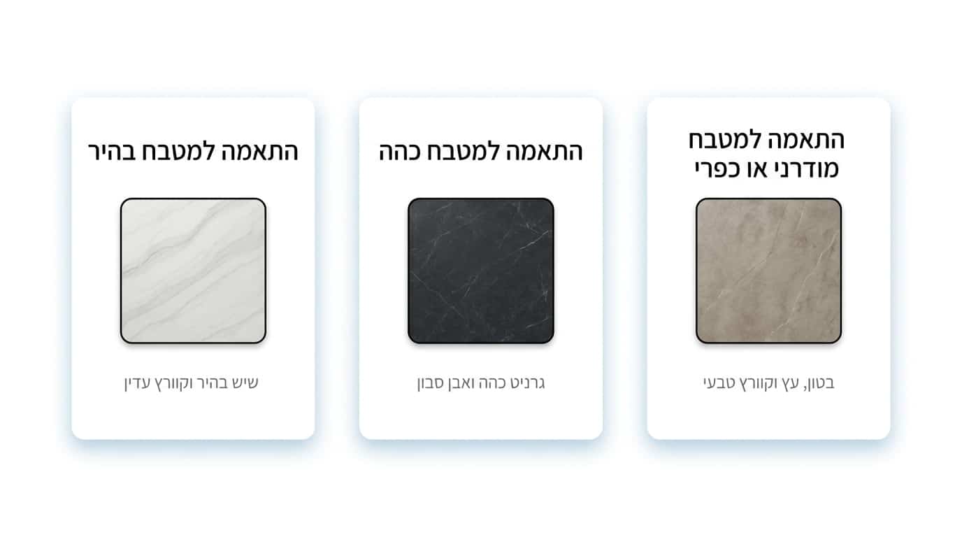 משטח אבן קיסר במטבח מעוצב – מדריך בחירה מקצועי