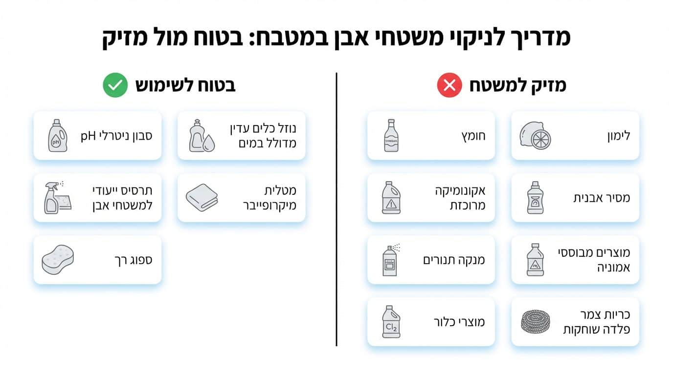השוואה בין משטח קוורץ מהונדס לשיש טבעי במטבח מודרני