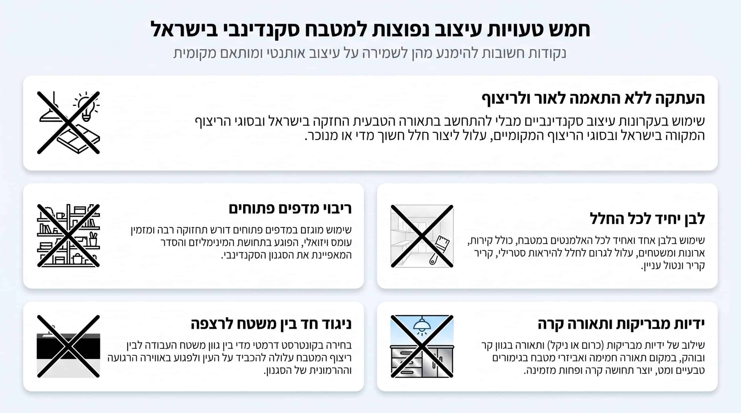 הטעויות הנפוצות שמונעות השגת מראה סקנדינבי נכון במטבח ישראלי