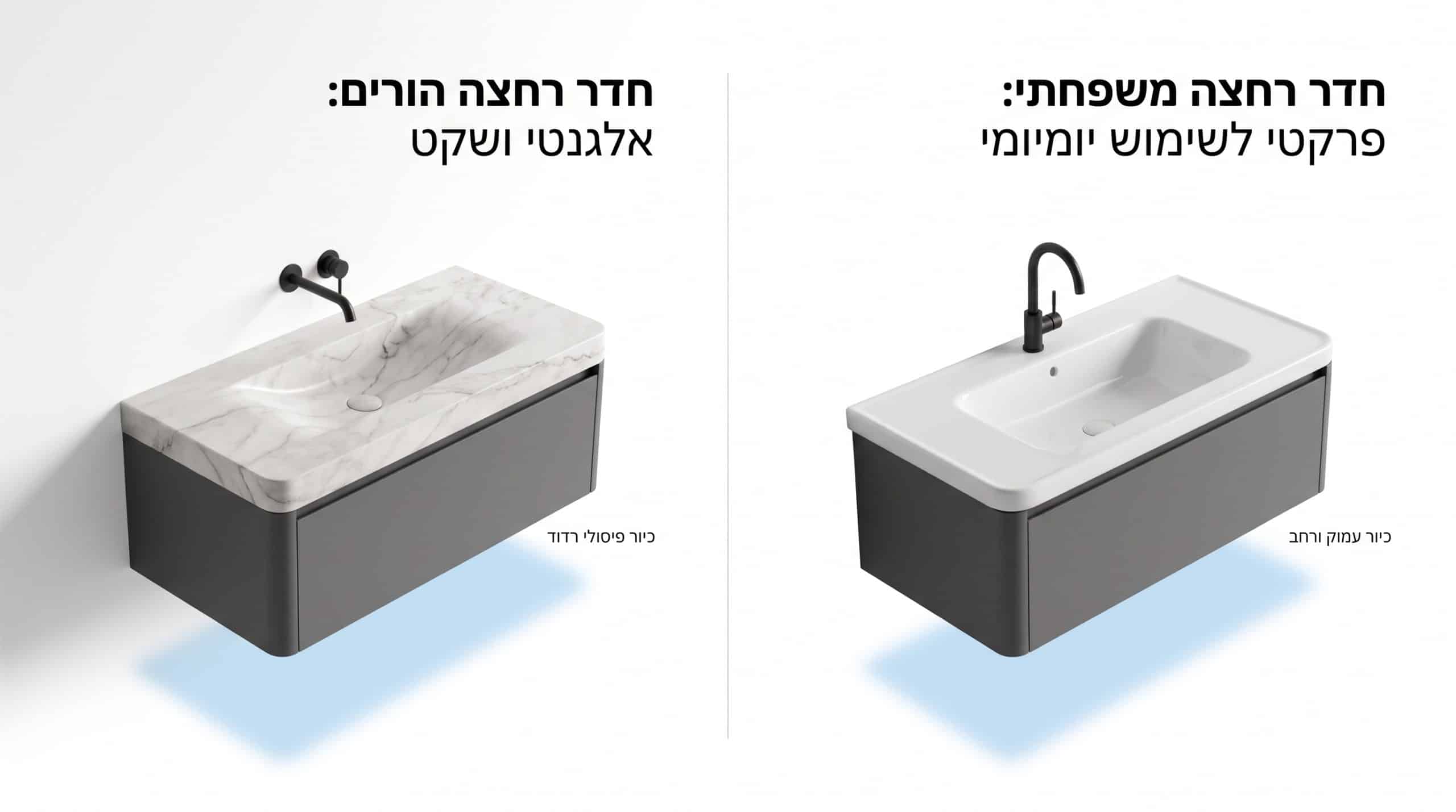 השוואה בין כיור אמבטיה להורים לכיור משפחתי - הבדלי עיצוב ופונקציונליות