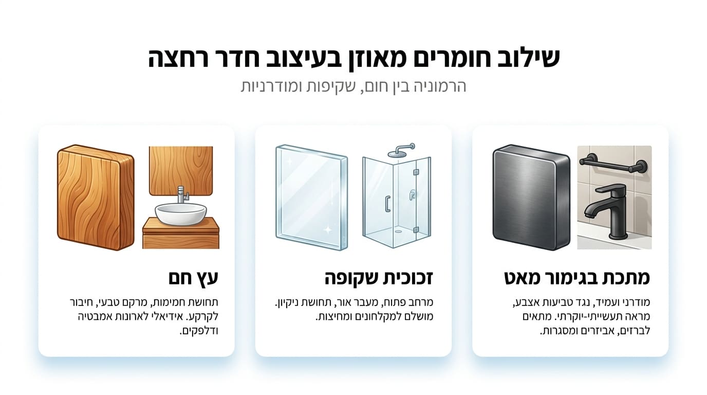משטח כיור בטקסטורת אבן שקטה בחדר רחצה מעוצב