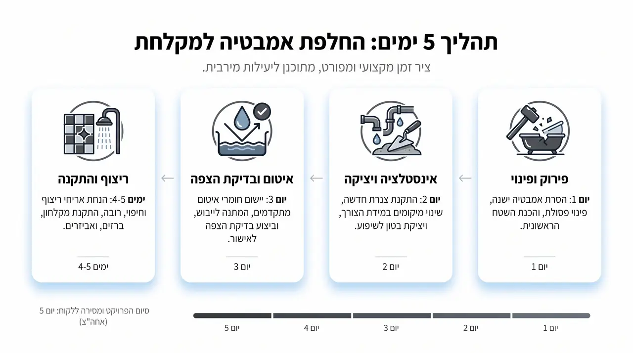 לוח זמנים להחלפת אמבטיה למקלחון בבית פרטי